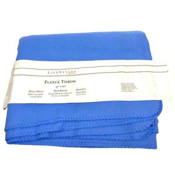 Home Accents Soft Fleece Throw Blanket by Belk 50x60 Blue - Picture 1 of 7